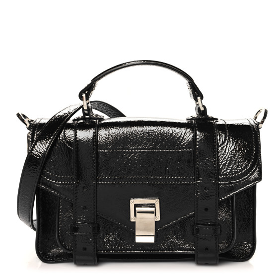 PROENZA SCHOULER Crinkled Patent Calfskin Tiny PS1 Satchel