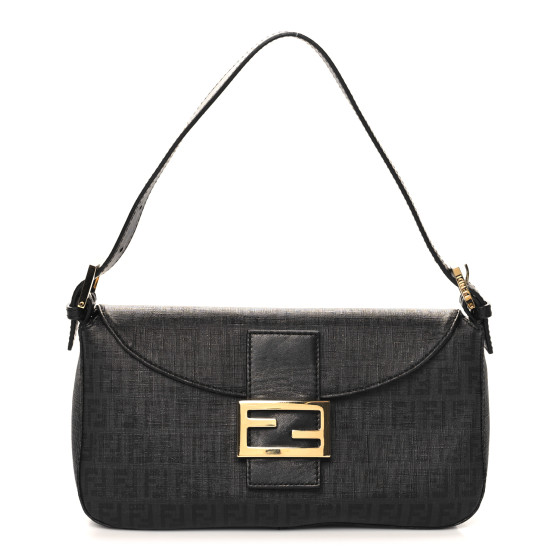 FENDI Zucchino Spalmati Vitello Forever Baguette Black