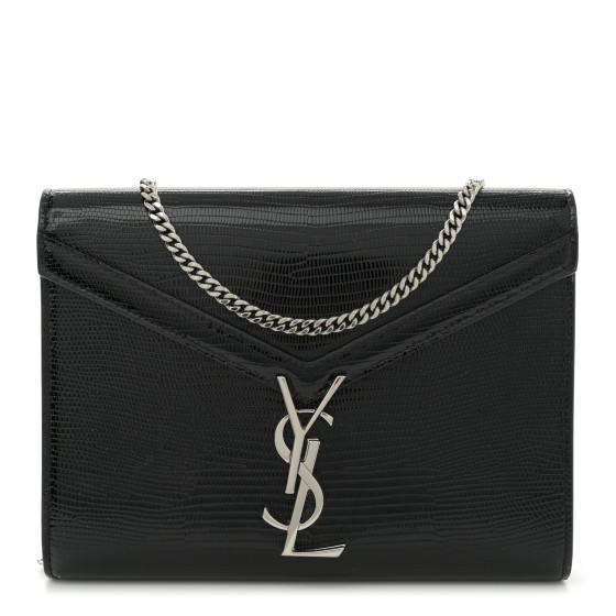 SAINT LAURENT Calfskin Lizard Embossed Monogram Cassandra