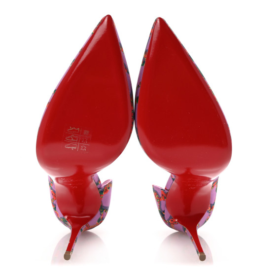 CHRISTIAN LOUBOUTIN Satin Printed Iriza 100 Pumps 39 Gummy