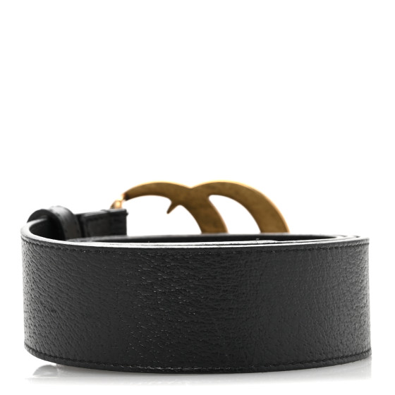 GUCCI ブラックレザー ベルト 95/38 GUCCI Textured Calfskin Double G 40mm Belt 95 38 Black
