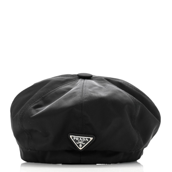PRADA Re-Nylon Newsboy Hat M Black 1679715 | FASHIONPHILE