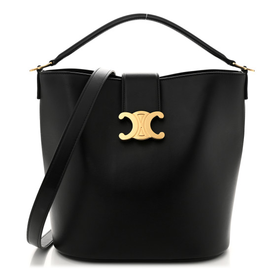 CELINE Smooth Calfskin Triomphe Medium Louise Bag Black