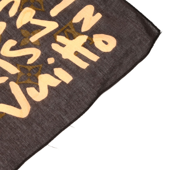 LOUIS VUITTON Silk Graffiti Monogram Scarf Peach 1684234