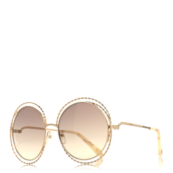 CHLOE Metal Carlina Oversize Round Sunglasses CE114ST Gold