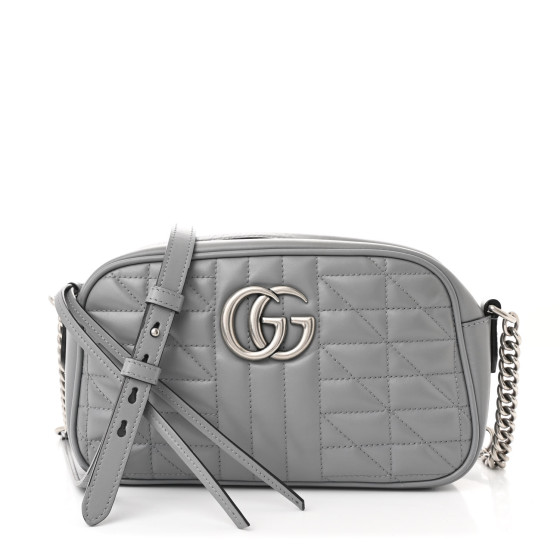 ショルダーバッグ・ポシェット Gucci Grey Leather Mini Gg Marmont Crossbody Bag GUCCI Calfskin Matelasse Aria Small GG Marmont Chain