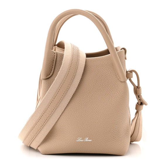 LORO PIANA Grained Calfskin Large Bale Bag Light Mastic