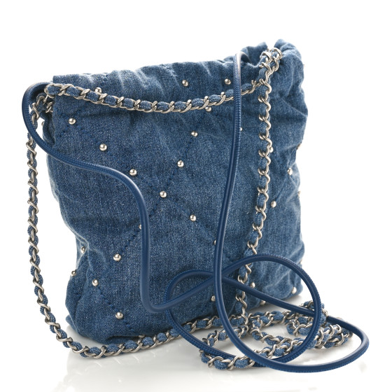 VINTAGE シャネル CHANEL22 ミニサイズ デニム Chanel Mini 22 Bag Blue Stitched Denim Silver Hardware