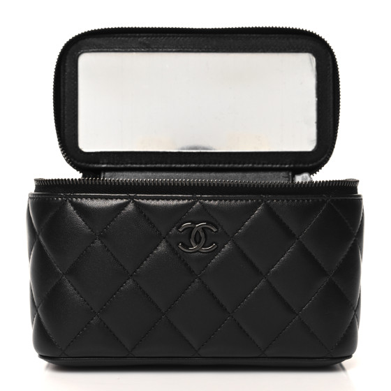CHANEL Lambskin Quilted Small Top Handle Vanity Case With