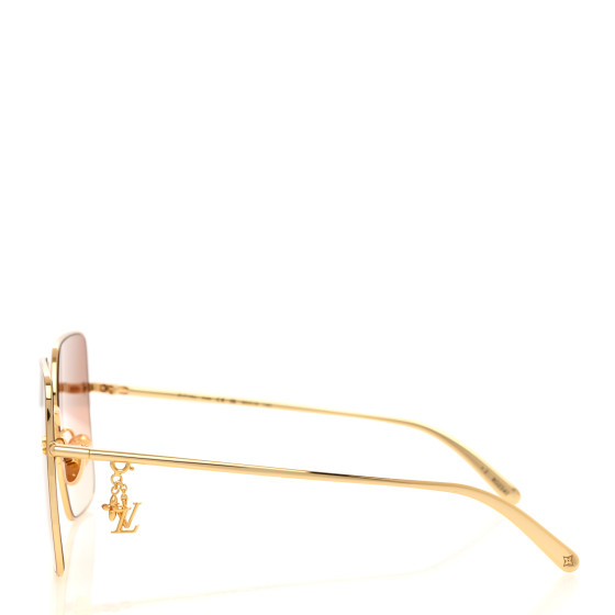 LOUIS VUITTON Metal LV Charm Square Sunglasses Z1719U Gold