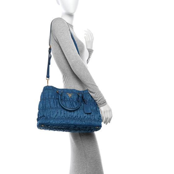 PRADA Tessuto Nylon Gaufre Tote Cobalto 1492768 | FASHIONPHILE