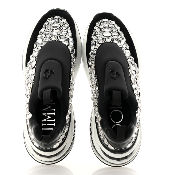 JIMMY CHOO Neoprene Calfskin Crystal Memphis Sneaker 38