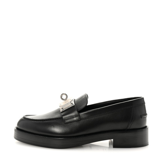 美品✨HERMES 厚底　ローファー　Hロゴ　ブラック　本革　サイズ38 Hermes Dauphine Moccasin H Logo Leather Loafers Shoes Black