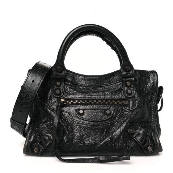 バッグ BALENCIAGA Arena Classic City Toolkit BK Balenciaga Arena Studded Crinkled-Leather Tote In Black - 30