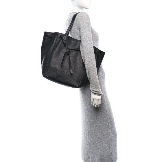 CELINE Soft Grained Calfskin Small Belt Cabas Phantom Black