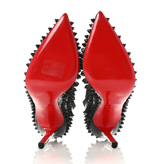 未使用 クリスチャン ルブタン PIGALLE 120 パテント 36.5 黒 CHRISTIAN LOUBOUTIN Patent Pigalle Spikes 120 Pumps 36.5