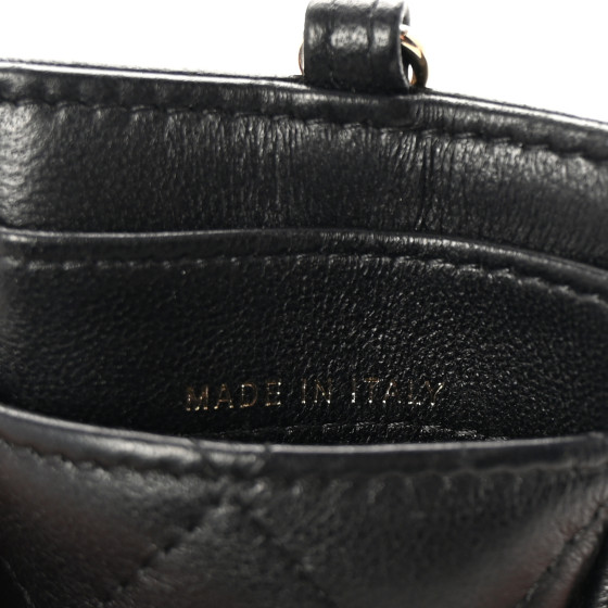 CHANEL Lambskin Quilted Card Holder On Chain Black 1679738