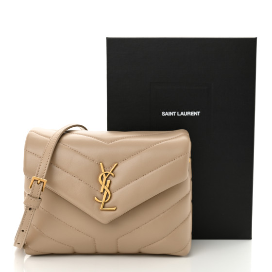 ショルダーバッグ・ポシェット Saint Laurent Crossbody Bags Women Leather Beige/Dark Beige SAINT LAURENT Calfskin Y Quilted Monogram Toy Loulou