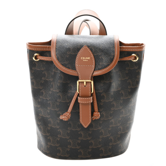 CELINE Triomphe Canvas Calfskin Mini Folco Backpack Tan