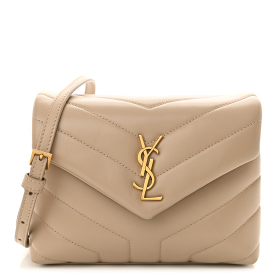 ショルダーバッグ・ポシェット Saint Laurent Crossbody Bags Women Leather Beige/Dark Beige SAINT LAURENT Calfskin Y Quilted Monogram Toy Loulou