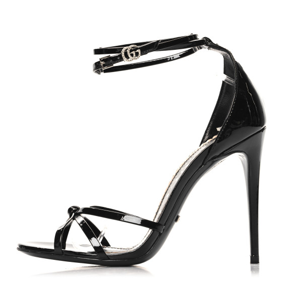 GUCCI ブラック ハイヒール リボン付き Treasures of NYC - Gucci Black Rhinestone Logo Slingback