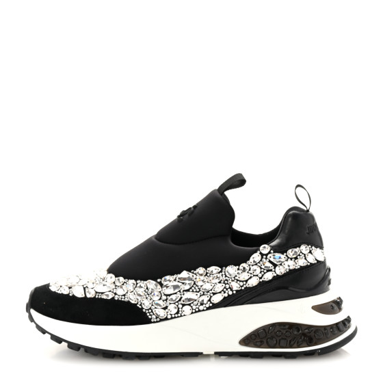 JIMMY CHOO Neoprene Calfskin Crystal Memphis Sneaker 38