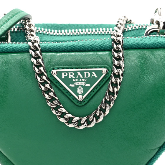 PRADA Nappa Soft Padded Mini Triangle Crossbody Pouch Mango