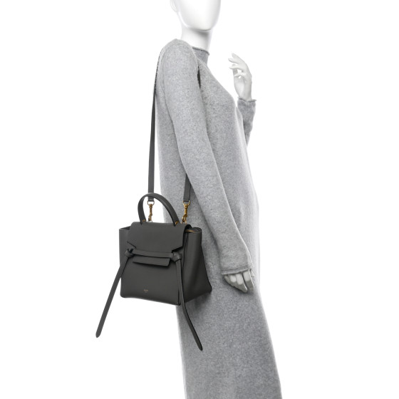 CELINE Grained Calfskin Micro Belt Bag Grey