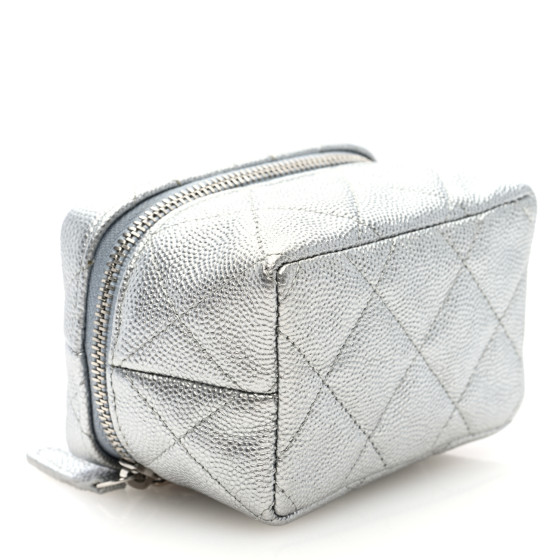 CHANEL Metallic Caviar Quilted Mini Top Handle Vanity With