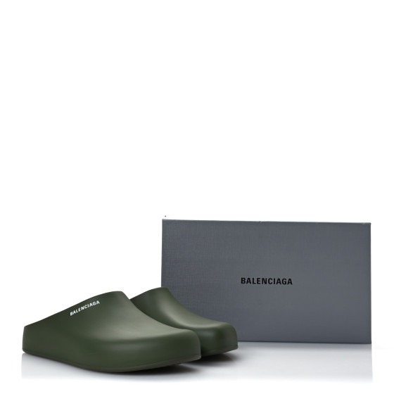 BALENCIAGA Rubber Logo Mens Pool Closed Slide Sandals 43