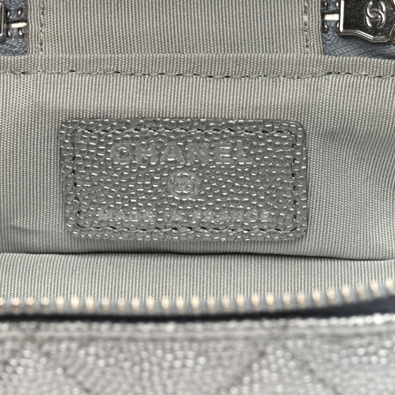 バッグ HLT Jacquard Vanity Bag - silver silver CHANEL Metallic Caviar Quilted Mini Top Handle Vanity With