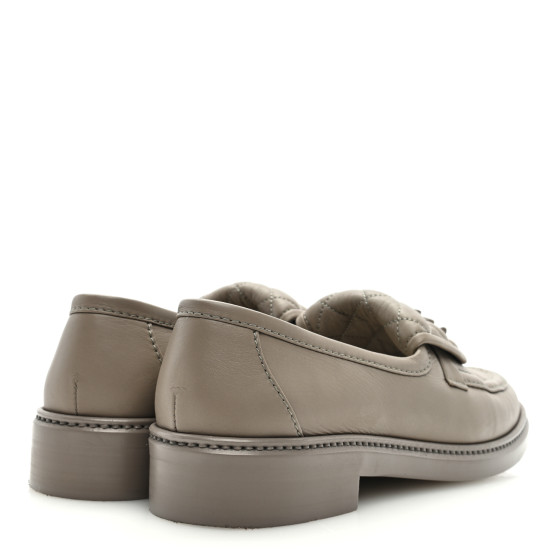CHANEL Lambskin Quilted CC Turnlock Loafers 39.5 Grey
