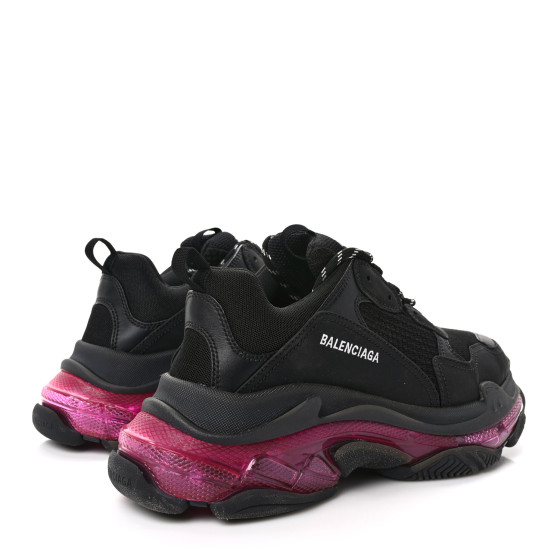 BALENCIAGA Fabric Mesh Clear Sole Mens Triple S Sneakers 44