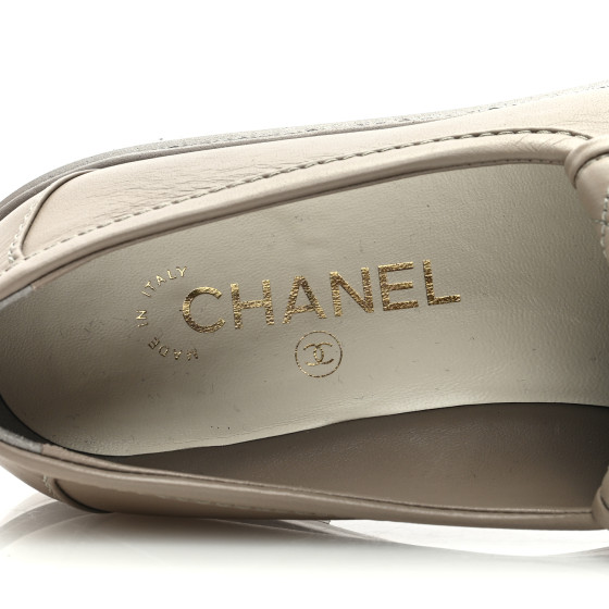 CHANEL Lambskin Quilted CC Turnlock Loafers 39.5 Grey