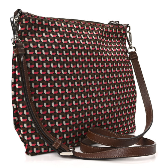 PRADA Tessuto Stampato Nylon Saffiano Otta Print Tote Rosa