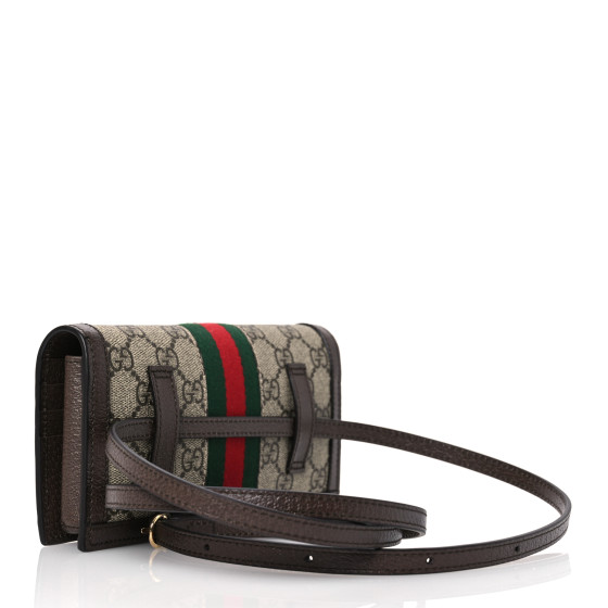 【GUCCI 】GG Supreme Wallet Belt Bag BEIGE EBONY Gucci GG Supreme Monogram Textured Calfskin Retro