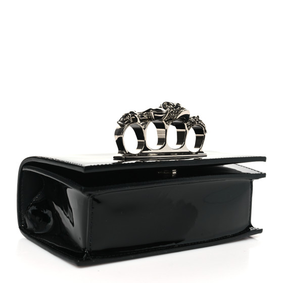 ALEXANDER MCQUEEN Patent Jeweled Satchel Black 1631839
