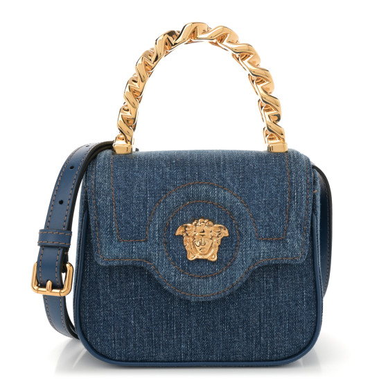 『VERSACE 』ラ メドゥーサ ミニ ショルダー バッグ ブルー Versace Blue La Medusa Mini Top-Handle Bag - 1119GA