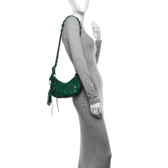 BALENCIAGA Agneau Arena Le Cagole Shoulder Bag XS Jade
