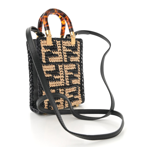 【FENDI】FF ラフィア クロシェ ショッパー FENDI 美品 フェンディ ショルダーバッグ ラフィア FFラフィア