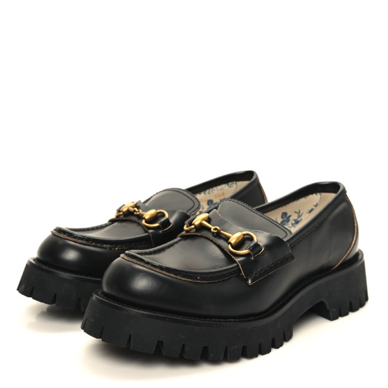 不動 GUCCI クオーツ ブラック ゴールド ブラックライン 社外バンド GUCCI Cordovan Lux Womens Harald Horsebit 25mm Platform