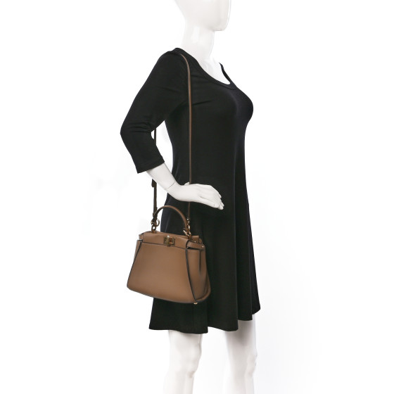 FENDI Vitello Seta Fabric Jacquard FF 1974 Mini Peekaboo