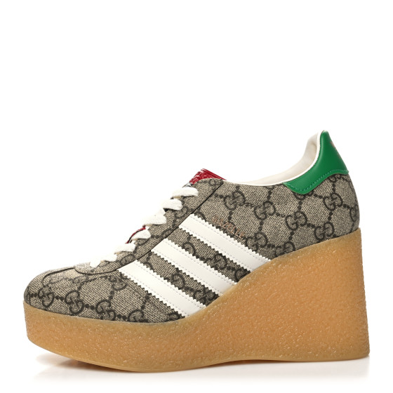 Gucci☆えなみ GUCCI X ADIDAS GG Supreme Monogram Gazelle Wedge Sneakers 37