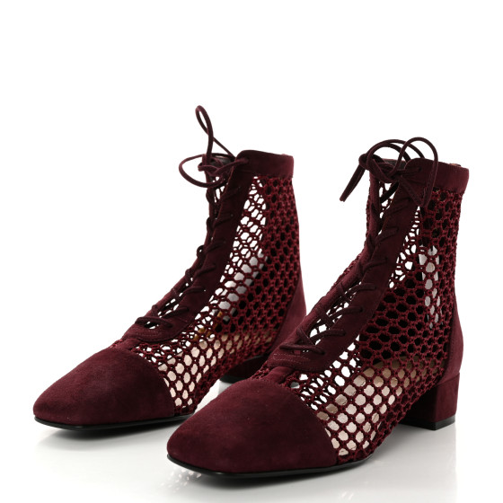 【ディオール】Naughtily-D ウェッジヒールブーツ Naughtily-D Heeled Ankle Boot Transparent Mesh Embroidered