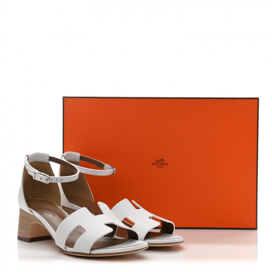 HERMES Calfskin Encens 50 Sandals 36 White 1007638