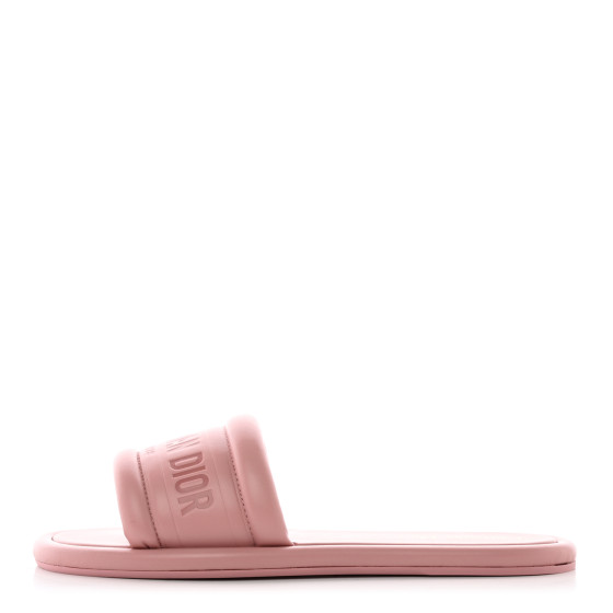 CHRISTIAN DIOR Lambskin Embossed Every D Flat Slide Sandals 40.5 Chateau Rose 1289976 FASHIONPHILE