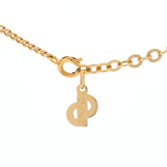 CHRISTIAN DIOR Metal CD Logo Necklace Gold 1288859