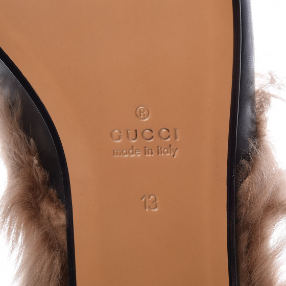GUCCI Calfskin Fur Dragon UFO Embroidered Mens Princetown