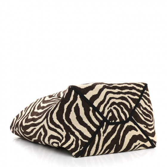 CELINE Canvas Zebra Embroidered Large Phantom Cabas Tan