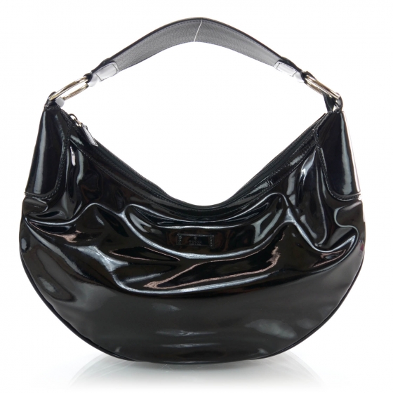 バッグ patent leather hobo bag vintage archive GUCCI Patent Half Moon Hobo Black 38120 | FASHIONPHILE